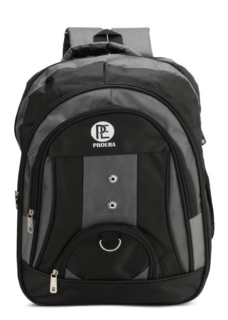 PROERA Zipper Backpack, Color : Black, Grey
