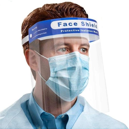 Plain Polypropylene safety face shield, Head Band Material : Rubber