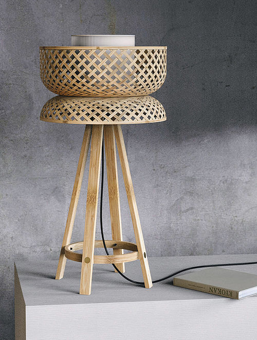 Bamboo mushroom floor lamp