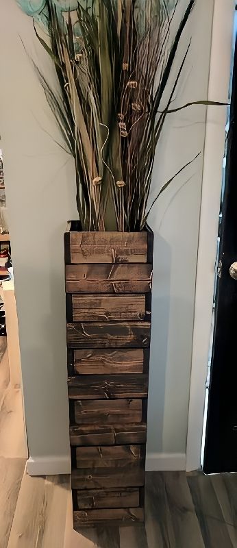 Tall Stacked Rustic Floor Vase