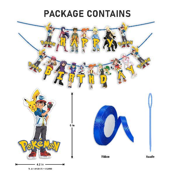 Card Stock 250 GSM good quality Pokemon Happy Birthday Banner