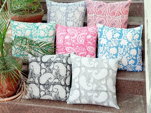 Square Cotton Printed Cushion Cover, Size : 18×18 Inches