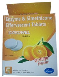 ENZYME & SIMETHICONE EFFERVESCENT TABLETS, Packaging Type : BOX