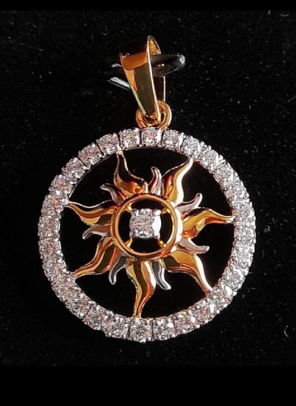 Round Real Diamond Sun Pendant