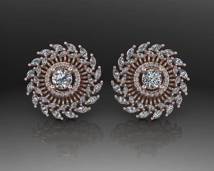 Round Solitaire Natural Marquise Earring
