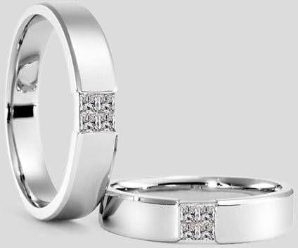 Unisex Engagement Princess Couple Real Diamond Ring
