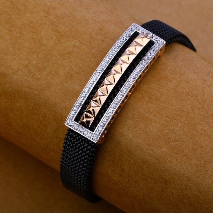 18ct Stainless Steel Mens Gold Leather Bracelet 13g Shape Round