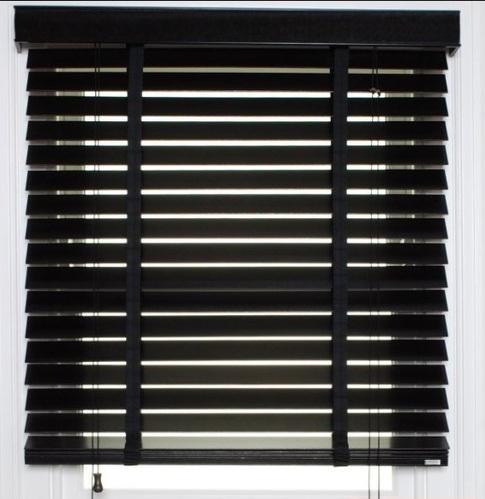 Mat Horizontal Wooden Window Blinds, Color : Black