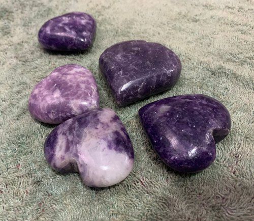 Heart Shaped Lapidolite Plam Gemstones