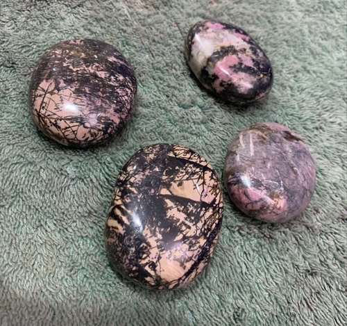 Oval Shaped Rhodonite Palm Gemstones