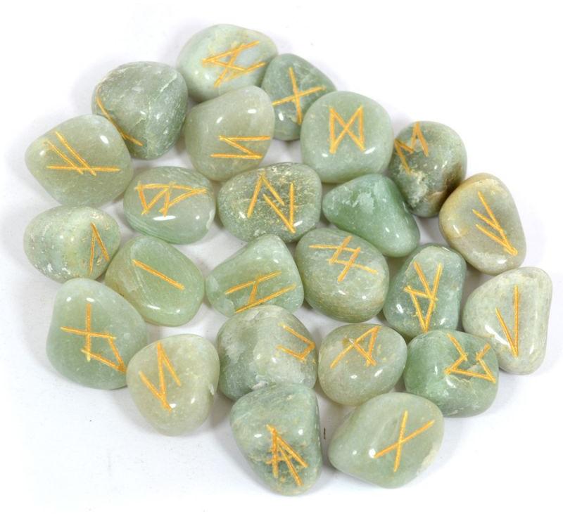 Green Aventurine Rune Agate Stone