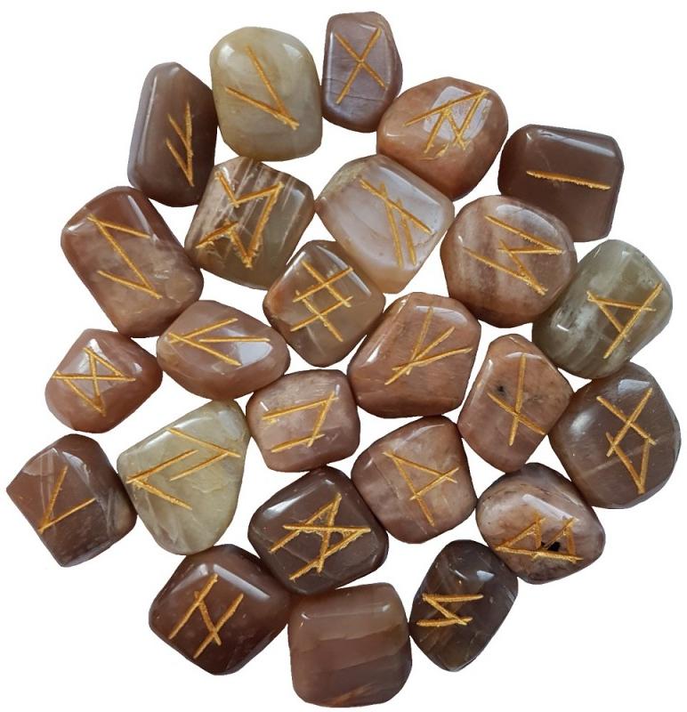 Peach Moon Rune Agate Stone