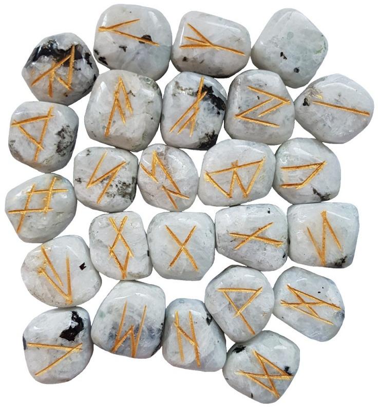 Rainbow Moon Rune Agate Stone