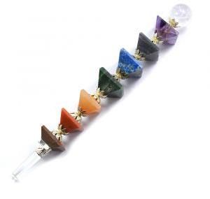 Seven Chakra Agate Stone Pyramid Stick