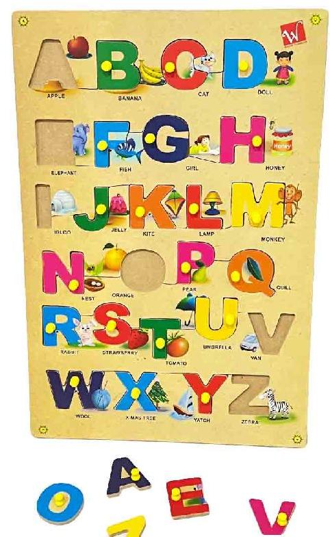 WT-571 Wooden Alphabet Puzzle, Color : Multi Color