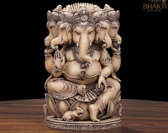 Soapstone Five Face Ganesh Statue, for Religious Purpose, Packaging Type : Carton Box