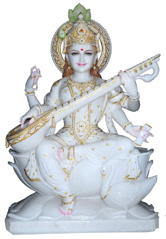 Marble Saraswati Mata Statue