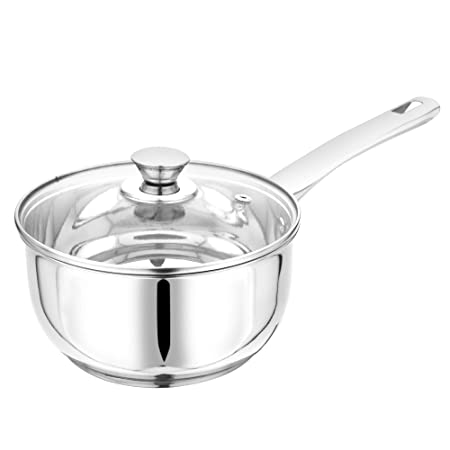 Stainless Steel Saucepan with Glass Lid, Feature : Heat Resistance, Non Stickable