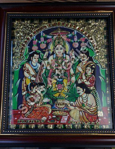  Fine HAND MADE Wood Lord Vishnu Tanjore Paintings, Frame Type : Framed