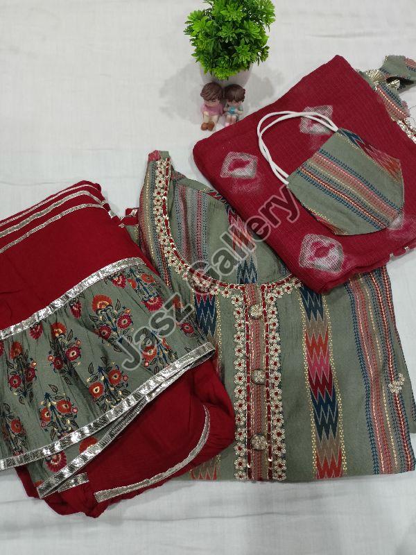 Printed Ladies Cotton Sharara Suit, Size : M, XL, XXL
