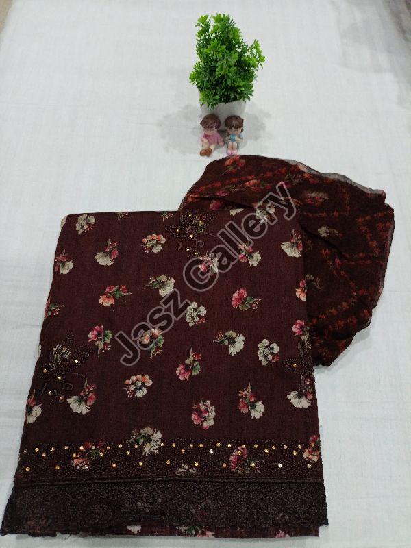 Patiala Cotton Ladies Printed Unstitched Suit, Packaging Type : Poly Bag