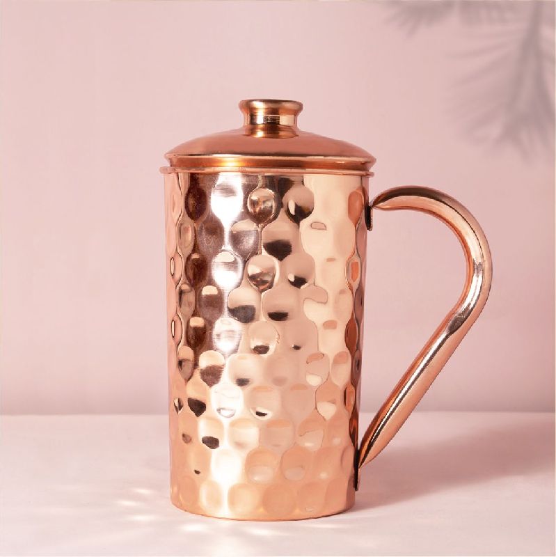 Polished Handmade Copper Water Jug, Storing Capacity : 5-10ltr
