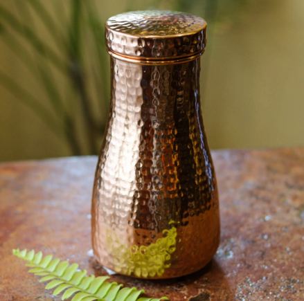Hammered Polished Copper Sugar Pot, Shape : Round