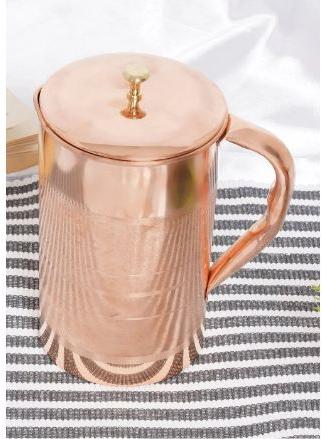 Cylindrical Polished Pure Copper Water Jug, Feature : Shiny Look, Leakage Proof, Good Quality, Durable