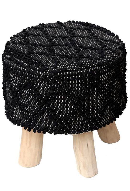 Round Black Ottoman Stool, for Home, Hotel Shop