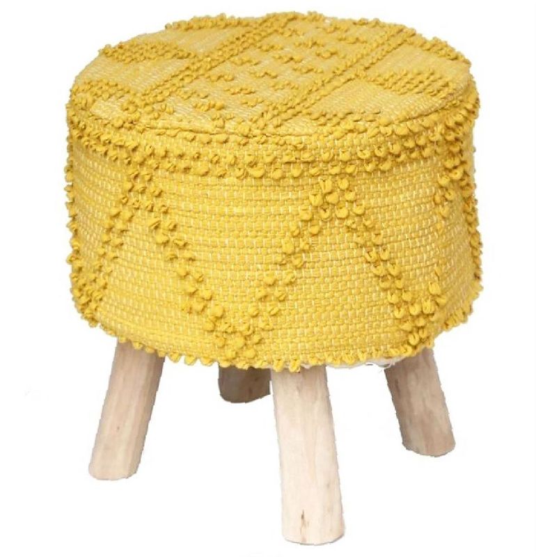 Round Yellow Ottoman Stool, for Hotel Shop, Home