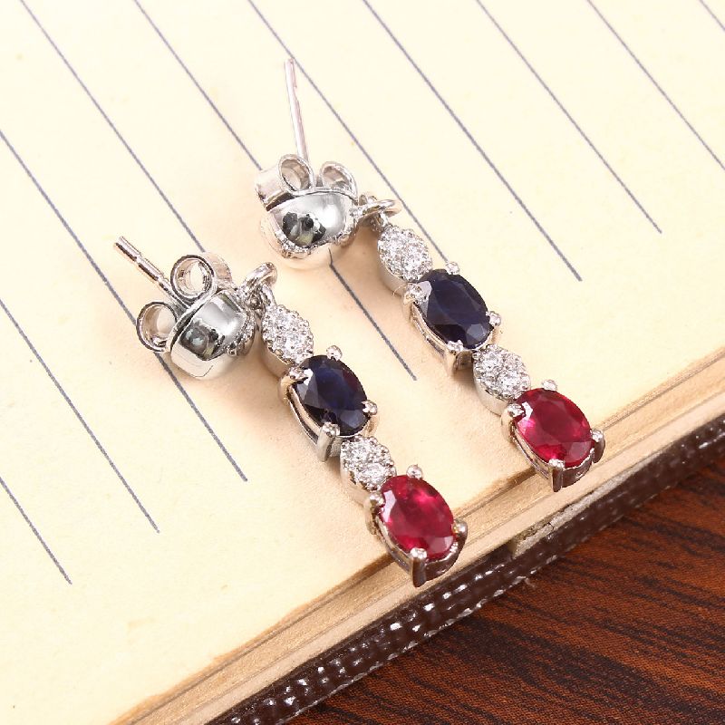 925 Sterling Silver Precious Silver Gemstone Earings