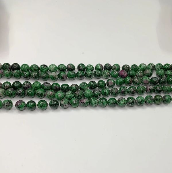 Natural Ruby Zoisite Round Shape 16 Inch Smooth Polish Stone Beads