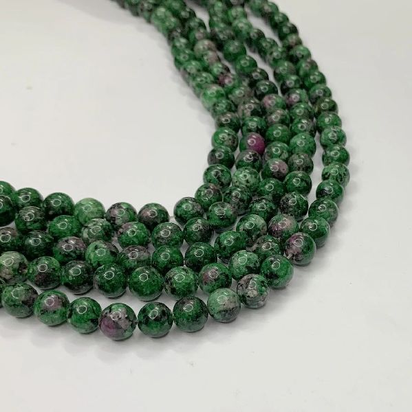 Natural Ruby Zoisite Round Shape 16 Inch Smooth Polish Stone Beads