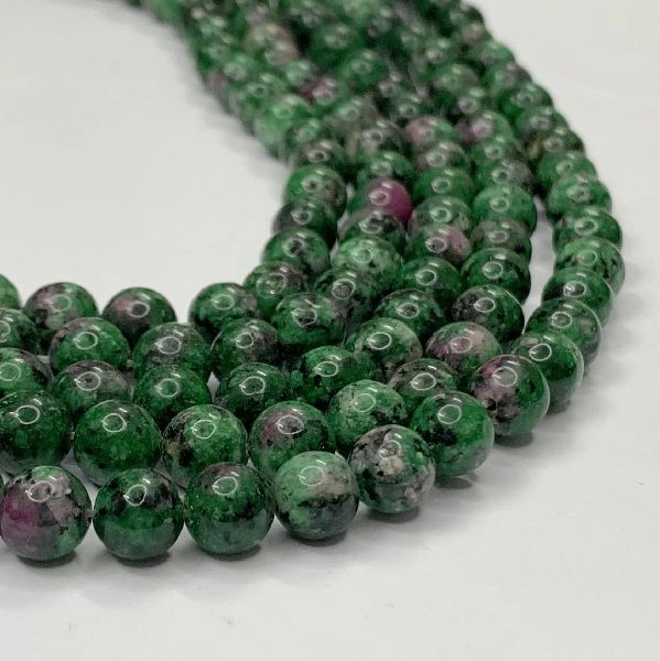 Natural Ruby Zoisite Round Shape 16 Inch Smooth Polish Stone Beads