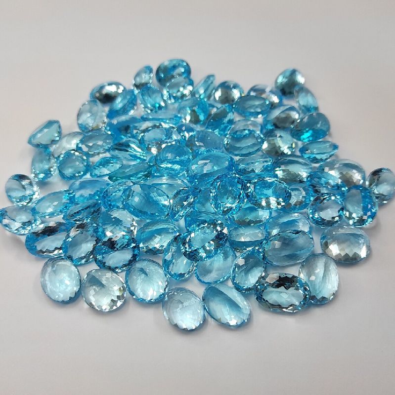 Natural AAA+ Blue Topaz Faceted Loose Gemstones