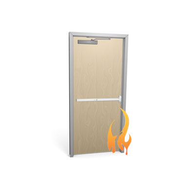 Hinged Metal Finished Wooden Fire Door