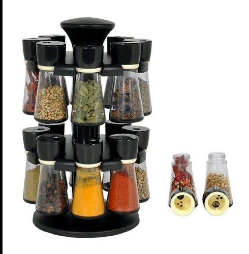 Plastic Spice Rack, Color : Black