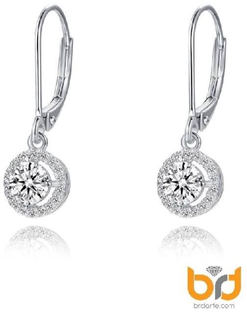 Round white CZ Sterling silver earrings, Packaging Type : Plastic Packet