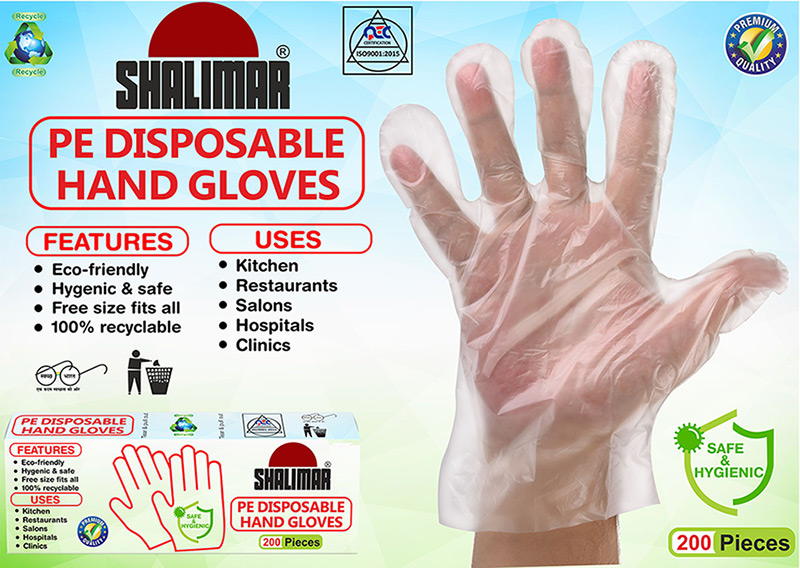 Shalimar Polyisoprene PE Disposable Hand Gloves, Size : Free Size Fit to All