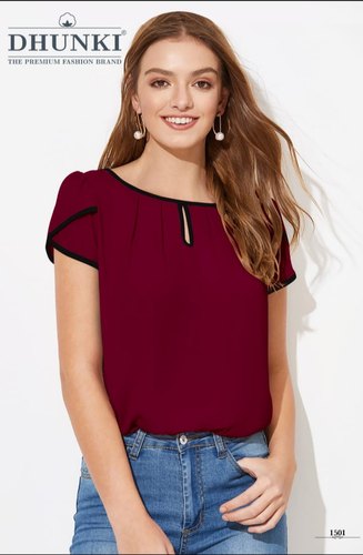 Plain Chiffon Ladies Casual Top, Feature : Comfortable, Easily Washable