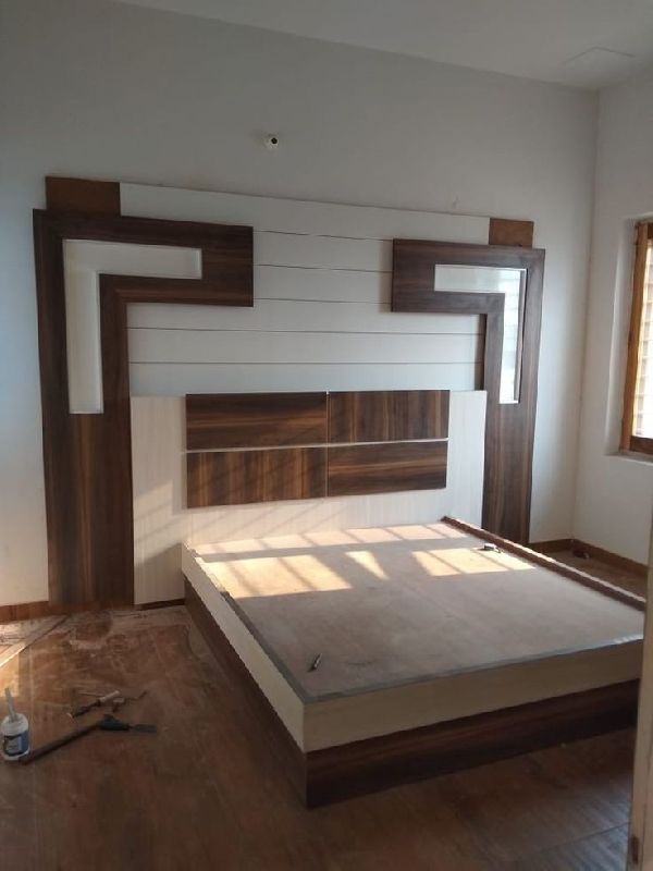 Brown Rectangular wooden bed