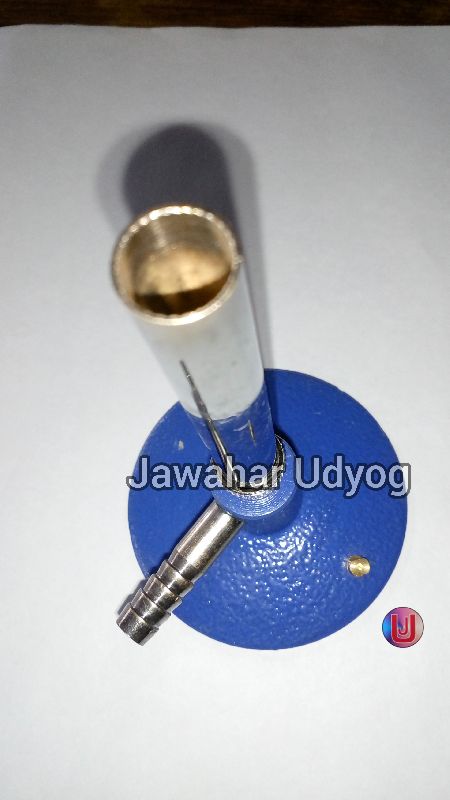 Jawahar Udyog Manual Coated Bunsen Burner Without Stopcock, for Lab Use, Color : Silver, Blue