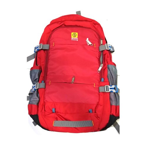 Plain Polyester Red Trekking Bag, Closure Type : Buckle, Drawstring