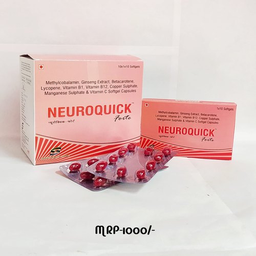 Neuroquick Soft Gelatin Capsules, for Hospital, Packaging Type : Box, Strips