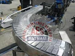 AES Satnam Polished Steel Slat Chain Conveyor, for Moving Goods