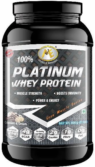 908 gm Muscle Epitome Cookies & Cream 100% Platinum Whey Protein
