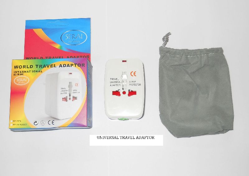 Rectangular ABS Plastic SERAI Universal Travel Adaptor, Color : White
