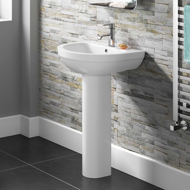 Round Neo 4011 Pedestal Wash Basin, for Hotel, Office, Restaurant, Size : Standard
