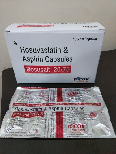 Rosuvastatin And Aspirin Capsule, Packaging Size : 10*10 tablets