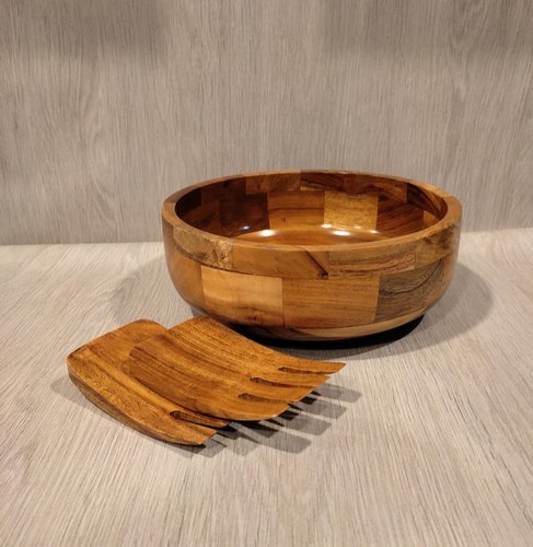 Round wooden bowl, for Restaurants, Pattern : Plain